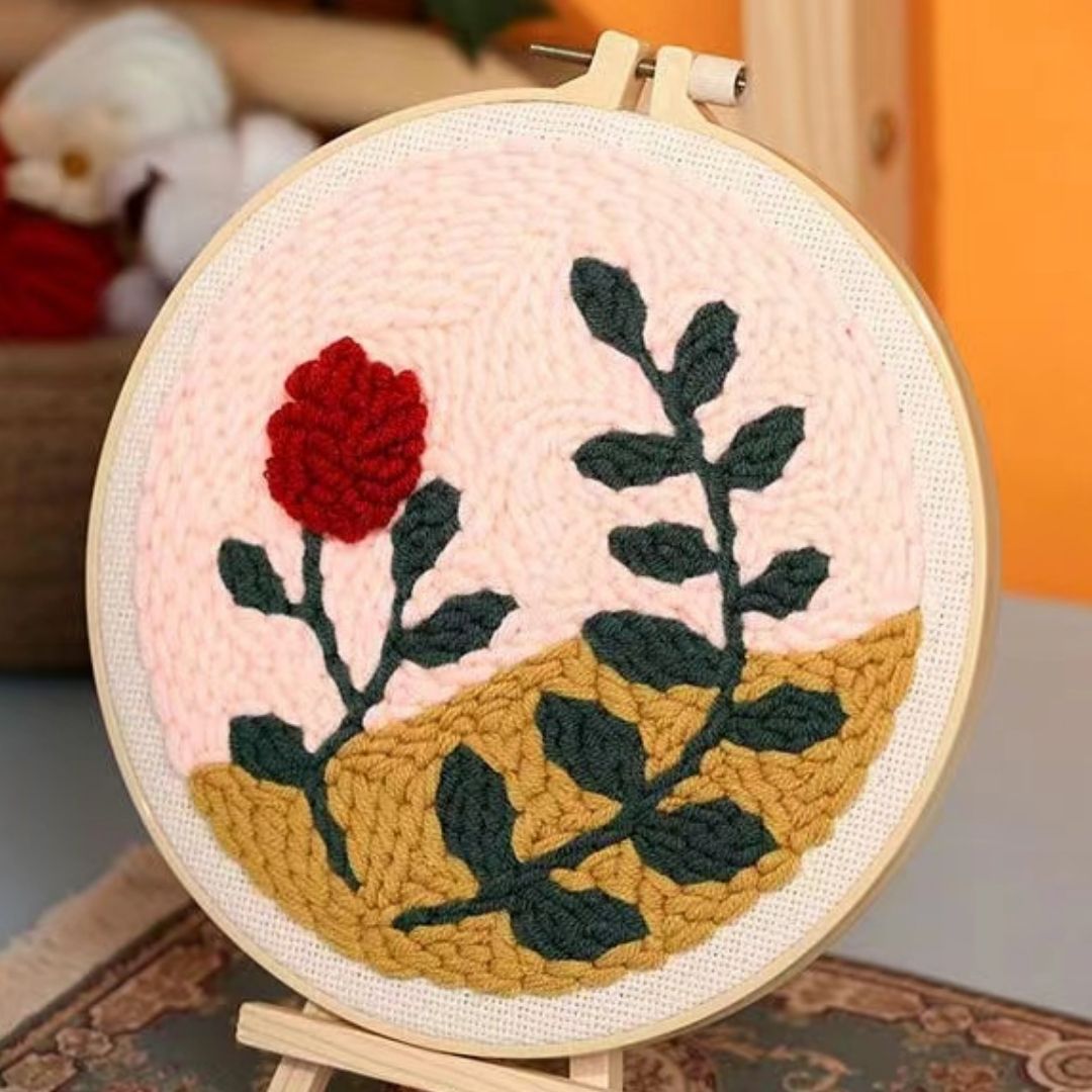 Punch Needle Kit - Rose and Leaf Branch