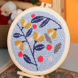 Punch Needle Kit - Hollies on a Blue background