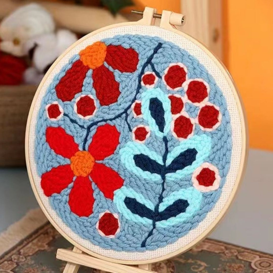 Punch Needle Kit - A Spread of Red Flowers