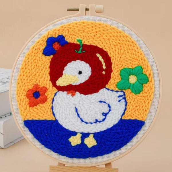 Punch Needle Kit - Baby Duck in an Apple Hat