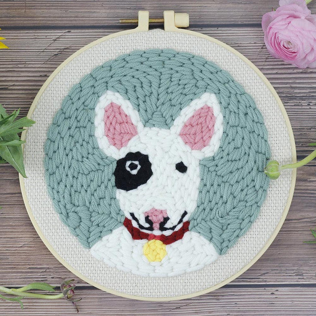 Punch Needle Kit - Happy Terrier Dog