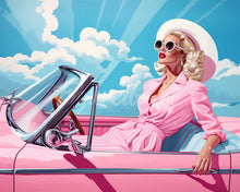 Load image into Gallery viewer, Diamond Painting - Diva in a Pink Retro Car