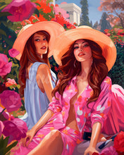 Load image into Gallery viewer, Diamond Painting - Sisters in a Pink Garden