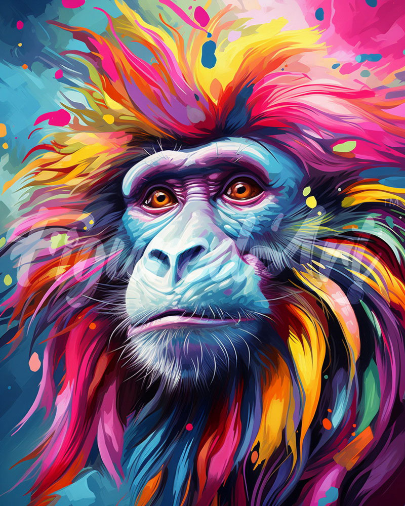 Diamond Painting - Colorful Abstract Baboon