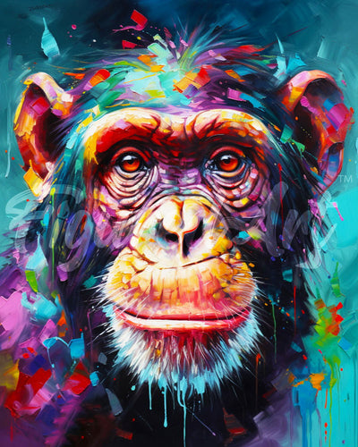 Diamond Painting - Colorful Abstract Chimpanzee