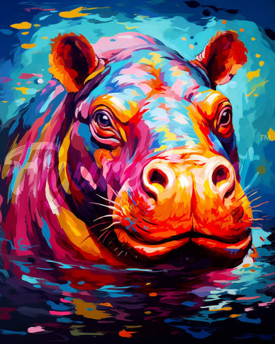 Diamond Painting - Colorful Abstract Hippo