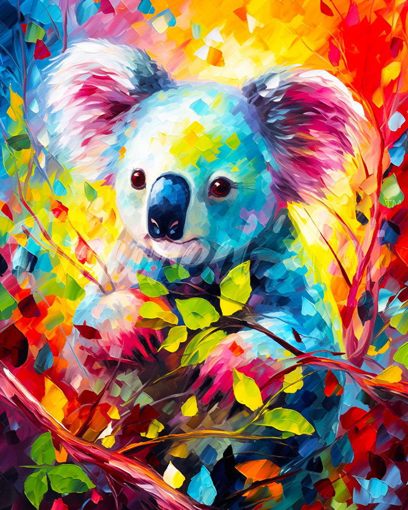 Diamond Painting - Colorful Abstract Koala – Figured'Art