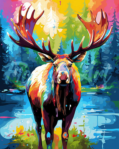 Diamond Painting - Colorful Abstract Moose