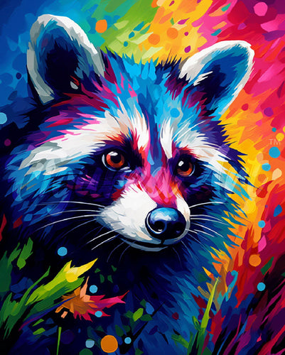 Diamond Painting - Colorful Abstract Raccoon