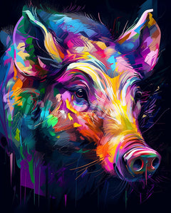 Diamond Painting - Colorful Abstract Wild boar
