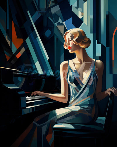 Diamond Painting - Art Deco Woman at a Piano