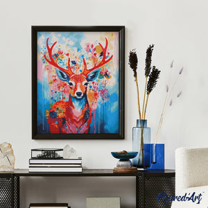 Diamond Painting - Colorful Deer in Bloom
