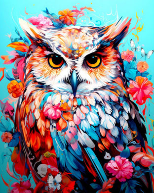 Diamond Painting - Colorful Owl in Bloom
