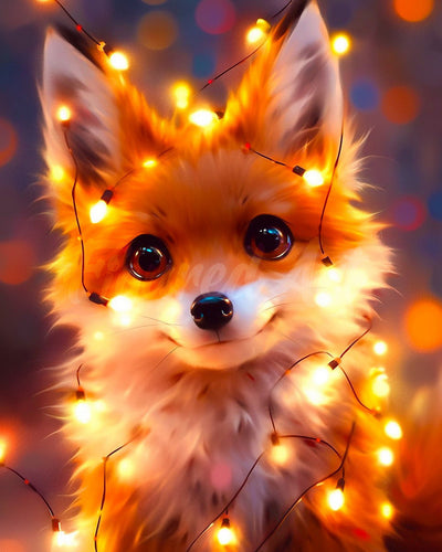 Diamond Painting - Little Fox with light bulbs