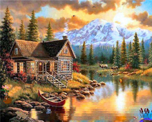 Load image into Gallery viewer, Diamond Painting - Mountain house by the river