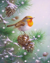 Load image into Gallery viewer, Diamond Painting - Small bird and Pine cones