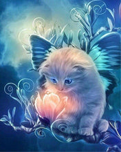 Load image into Gallery viewer, Diamond Painting - Curious little Cat and Magic Flower