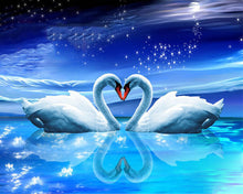 Load image into Gallery viewer, Diamond Painting - Swans and Heart under the Moon