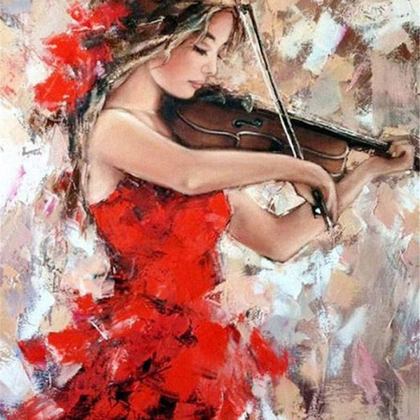 Diamond Painting - Violinist in Red Dress
