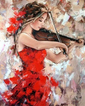 Load image into Gallery viewer, Diamond Painting - Violinist in Red Dress