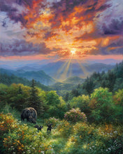 Load image into Gallery viewer, Paint by numbers Bear and Sunset Figured&#39;Art new arrivals, advanced, landscapes, animals, bears