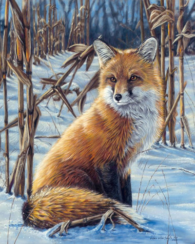 Paint by numbers Fox In The Snow Figured'Art new arrivals, advanced, animals, foxes