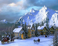 Load image into Gallery viewer, Paint by numbers | Christmas in the Alps | intermediate mountains new arrivals landscapes | Figured&#39;Art