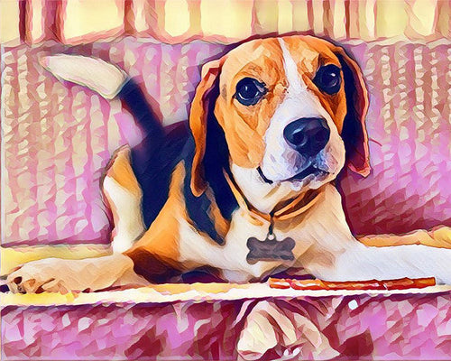 Paint by numbers | Cute Beagle | animals dogs intermediate new arrivals | Figured'Art