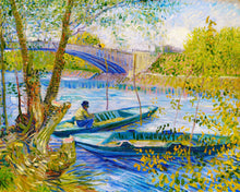 Load image into Gallery viewer, Paint by numbers | Fishing in spring Pont de Clichy - Van Gogh | ships and boats advanced new arrivals landscapes reproduction | Figured&#39;Art