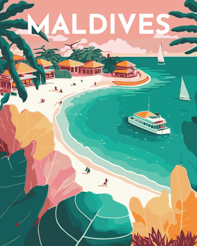 Paint by Numbers - Travel Poster Maldives