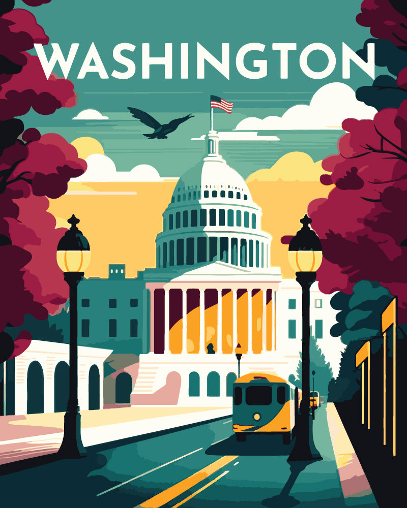 Paint by Numbers - Travel Poster Washington