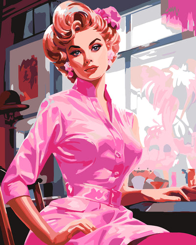 Paint by numbers kit Vintage Pink Diva Figured'Art