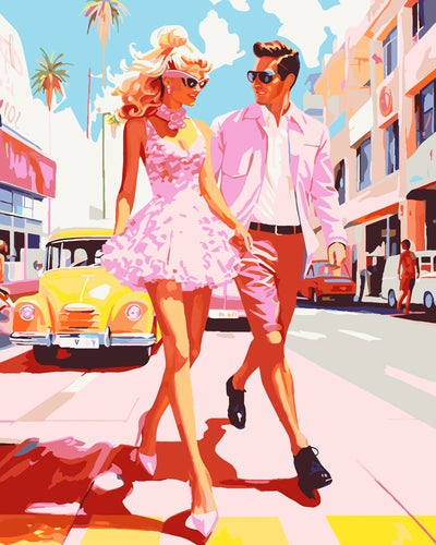 Paint by numbers kit Pink Street Romance Figured'Art