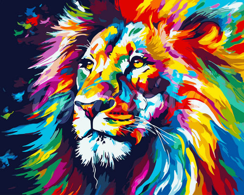 Paint by numbers kit Colorful Abstract Lion Figured'Art
