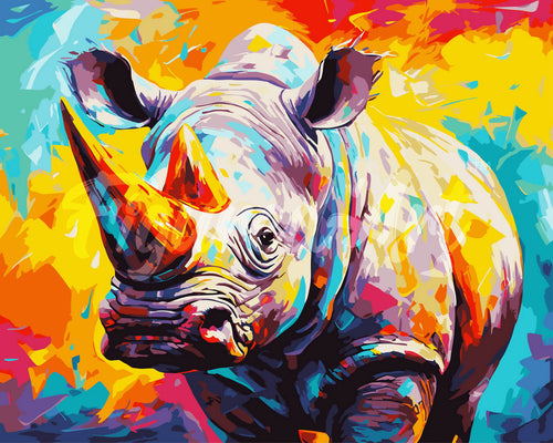 Paint by numbers kit Colorful Abstract Rhinoceros Figured'Art