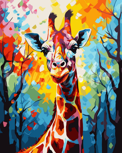 Paint by numbers kit Colorful Abstract Giraffe Figured'Art