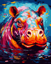 Load image into Gallery viewer, Paint by numbers kit Colorful Abstract Hippo Figured&#39;Art