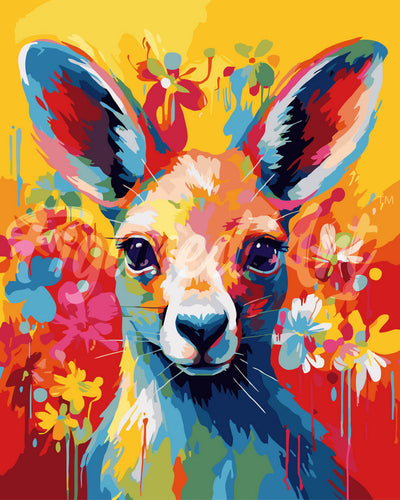 Paint by numbers kit Colorful Abstract Kangaroo Figured'Art