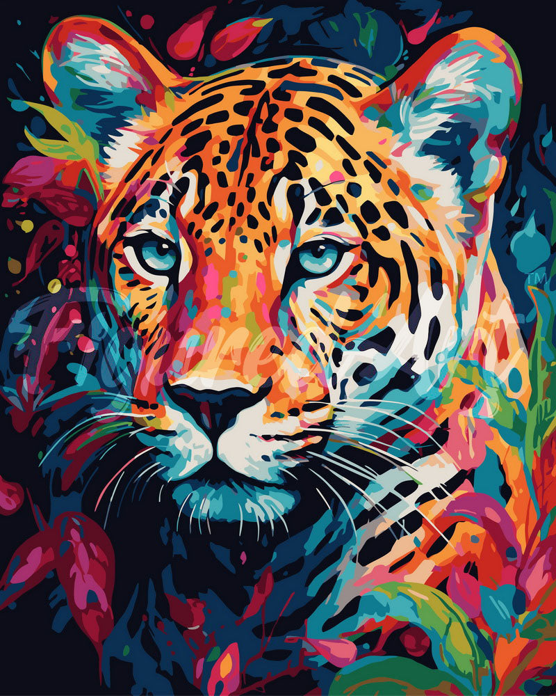 Paint by numbers kit Colorful Abstract Leopard Figured'Art