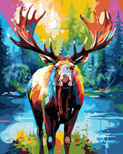 Load image into Gallery viewer, Paint by numbers kit Colorful Abstract Moose Figured&#39;Art