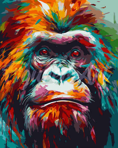 Paint by numbers kit Colorful Abstract Orangutan Figured'Art