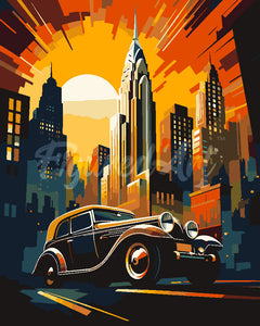 Paint by numbers kit for adults Art Deco Car in New York Figured'Art