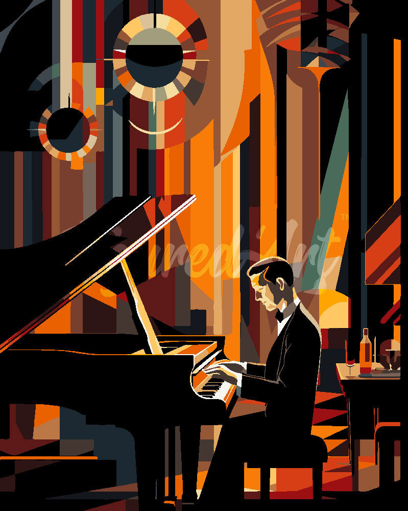 Paint by numbers kit for adults Art Deco Man playing Piano Figured'Art