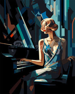 Paint by numbers kit Art Deco Woman at a Piano Figured'Art