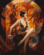 Load image into Gallery viewer, Paint by numbers kit Sitting Art Deco Woman Figured&#39;Art