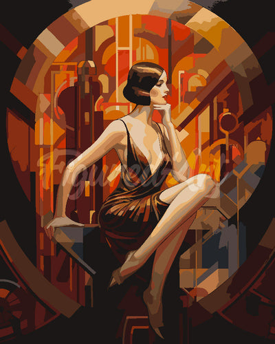 Paint by numbers kit Sitting Art Deco Woman Figured'Art