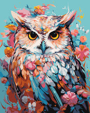 Load image into Gallery viewer, Paint by numbers kit for adults Colorful Owl in Bloom Figured&#39;Art