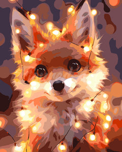 Paint by numbers kit for adults Little Fox with light bulbs Figured'Art