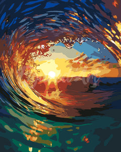 Paint by numbers kit The Wave and Sunset Figured'Art