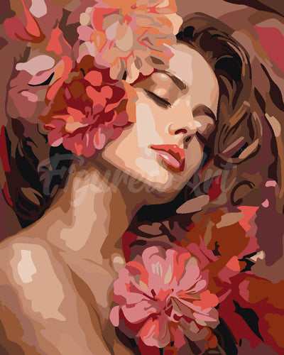 Paint by numbers kit Camellias Sleeping Beauty Figured'Art